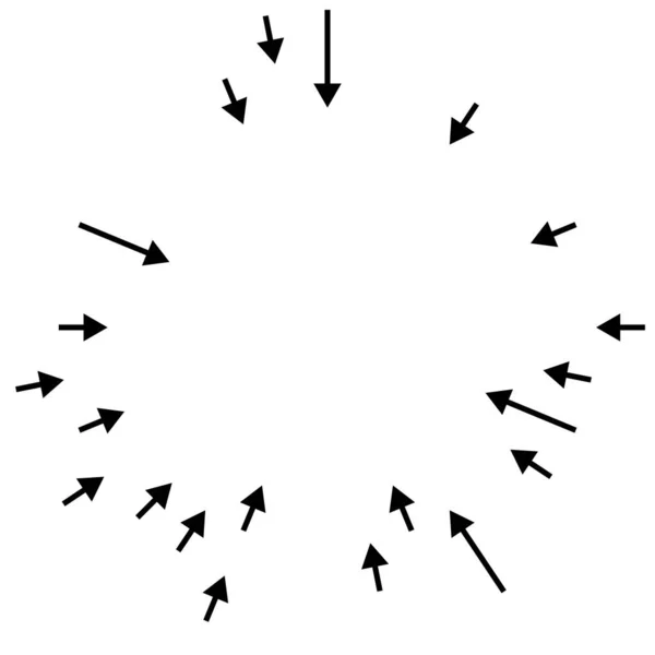 Frecce Rivolte Verso Interno Radiali Frecce Radianti Puntatori — Vettoriale Stock