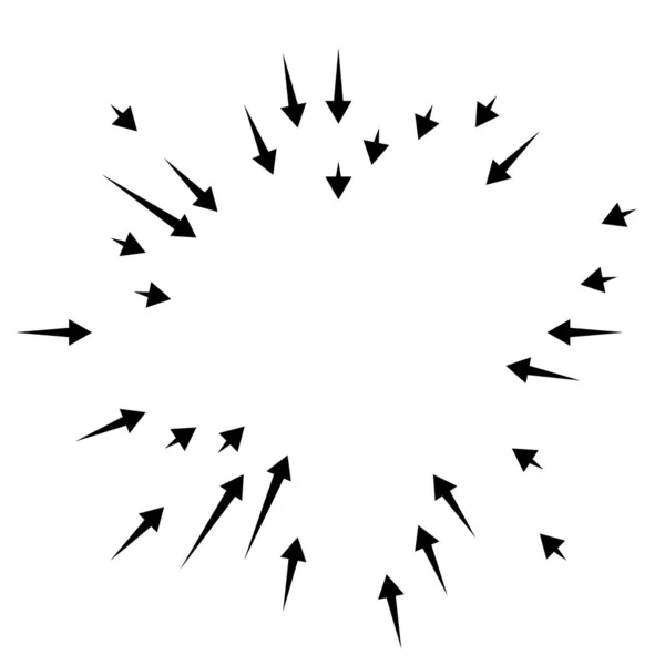 Setas Apontando Para Dentro Radial Irradiando Setas Ponteiros —  Vetores de Stock