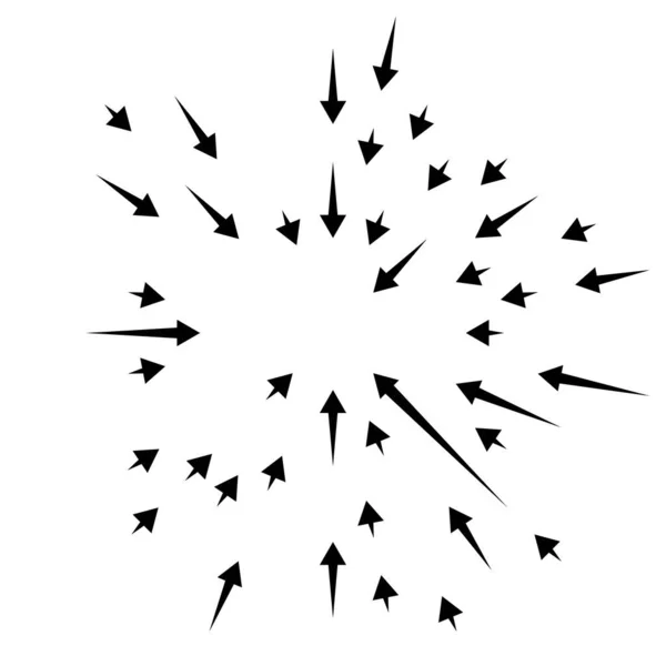 Flèches Pointant Vers Intérieur Radial Flèches Rayonnantes Pointeurs — Image vectorielle