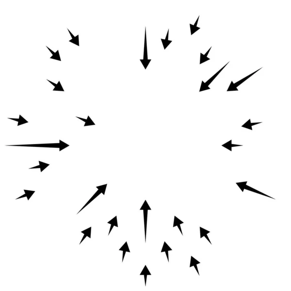 Flèches Pointant Vers Intérieur Radial Flèches Rayonnantes Pointeurs — Image vectorielle