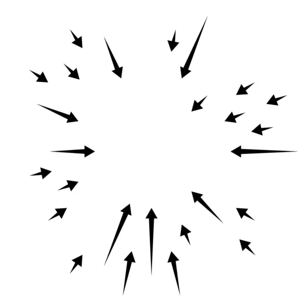 Setas Apontando Para Dentro Radial Irradiando Setas Ponteiros — Vetor de Stock