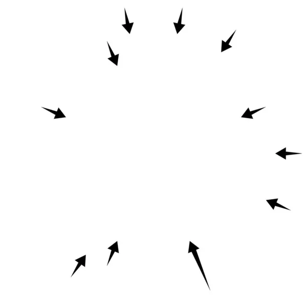 Setas Apontando Para Dentro Radial Irradiando Setas Ponteiros —  Vetores de Stock