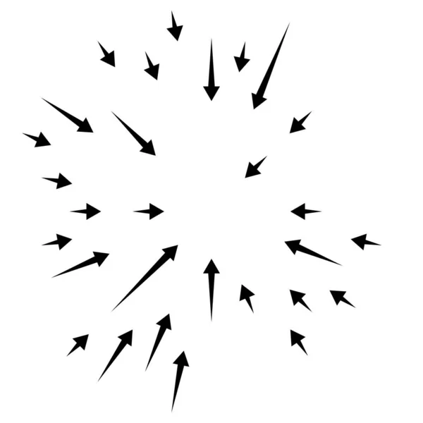 Arrows Pointing Inward Radial Radiating Arrows Pointers — Stock Vector