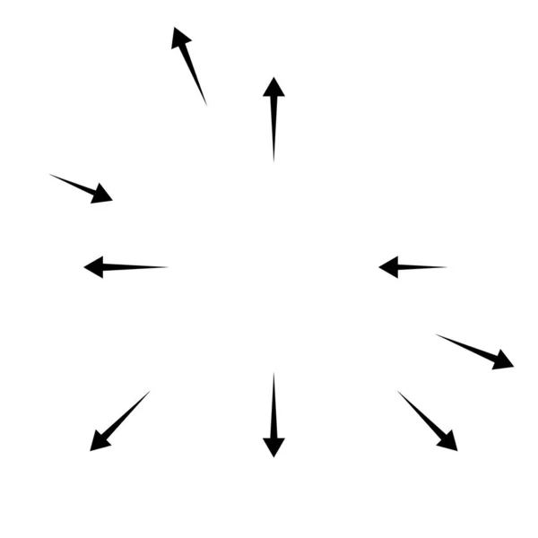 Flèches Radiales Rayonnantes Pointeurs Sens Inverse Pour Mélange Concepts Divergents — Image vectorielle