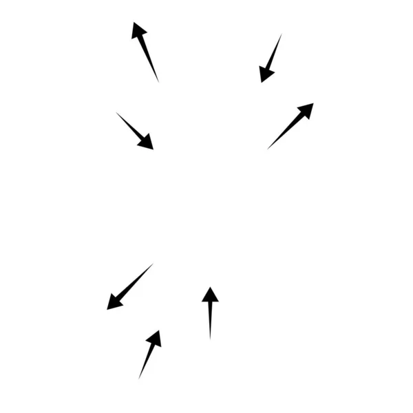 Radiale Abstrahlende Pfeile Gegenläufige Zeiger Für Die Mischung Divergierende Konzepte — Stockvektor