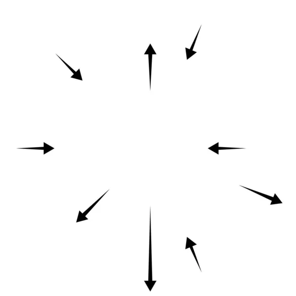 Flèches Radiales Rayonnantes Pointeurs Sens Inverse Pour Mélange Concepts Divergents — Image vectorielle