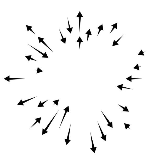 Flechas Radiales Radiantes Punteros Dirección Opuesta Para Mezcla Divergen Conceptos — Archivo Imágenes Vectoriales