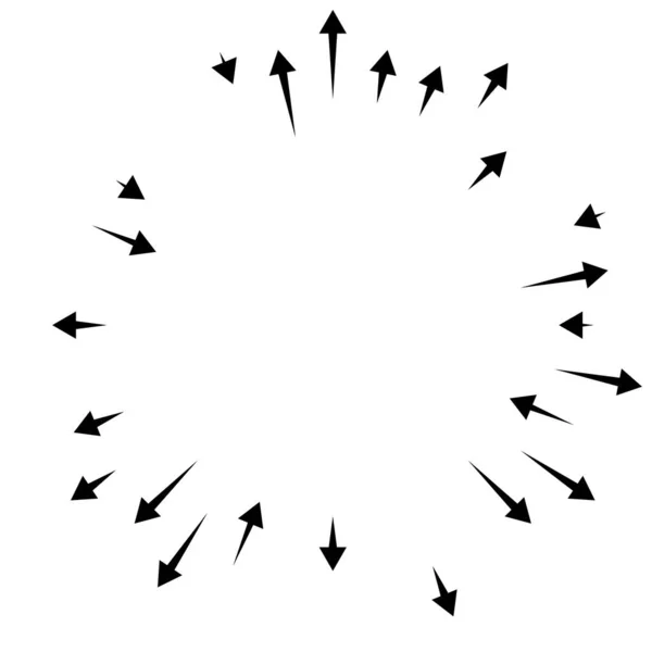 Flèches Radiales Rayonnantes Pointeurs Sens Inverse Pour Mélange Concepts Divergents — Image vectorielle