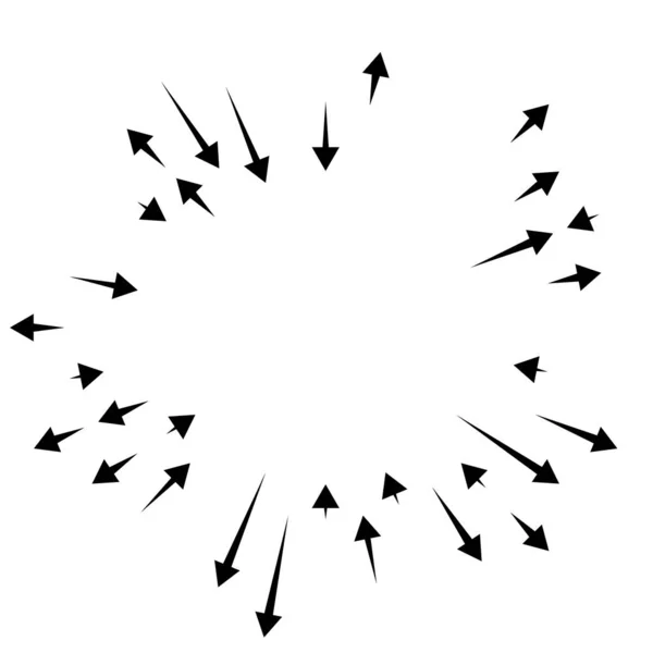 Radial Irradiando Setas Ponteiros Direção Oposta Para Mistura Divergir Conceitos — Vetor de Stock