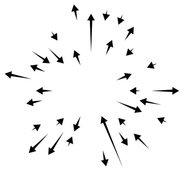Radiale Abstrahlende Pfeile Gegenläufige Zeiger Für Die Mischung Divergierende Konzepte — Stockvektor