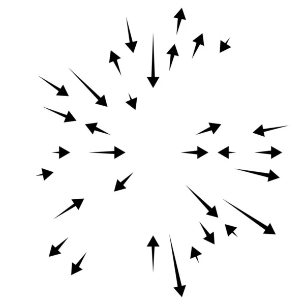 Radial Irradiando Setas Ponteiros Direção Oposta Para Mistura Divergir Conceitos — Vetor de Stock