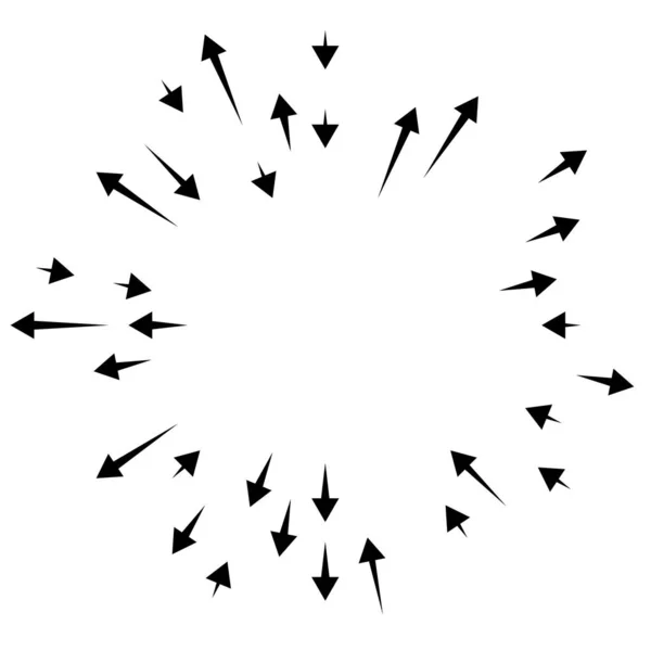 Flèches Radiales Rayonnantes Pointeurs Sens Inverse Pour Mélange Concepts Divergents — Image vectorielle