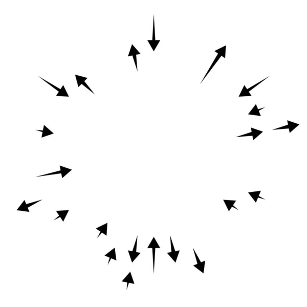 Flechas Radiales Radiantes Punteros Dirección Opuesta Para Mezcla Divergen Conceptos — Vector de stock