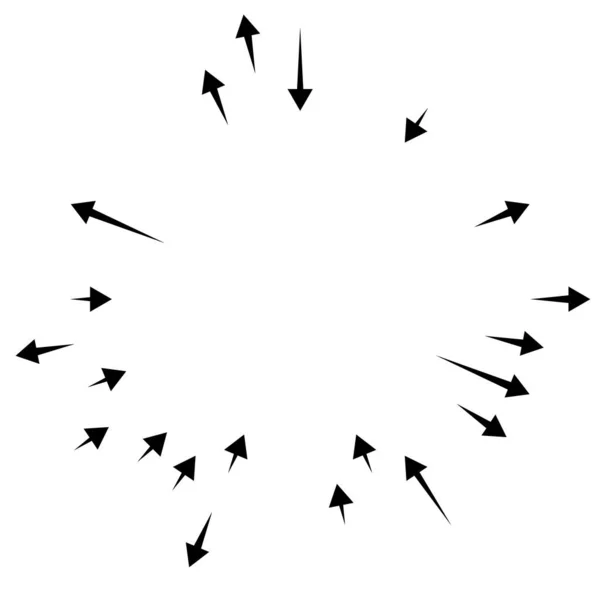 Radiale Abstrahlende Pfeile Gegenläufige Zeiger Für Die Mischung Divergierende Konzepte — Stockvektor