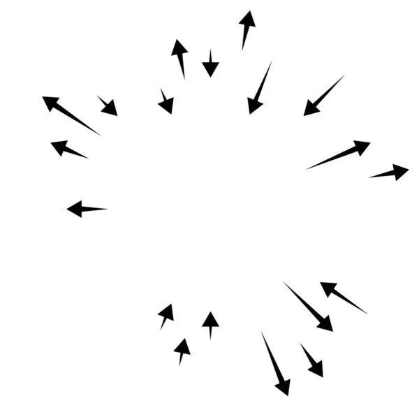 Flèches Radiales Rayonnantes Pointeurs Sens Inverse Pour Mélange Concepts Divergents — Image vectorielle