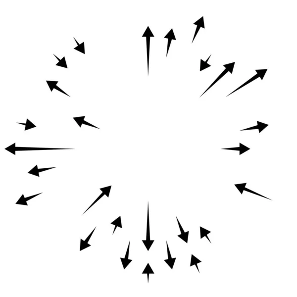 Flèches Radiales Rayonnantes Pointeurs Sens Inverse Pour Mélange Concepts Divergents — Image vectorielle