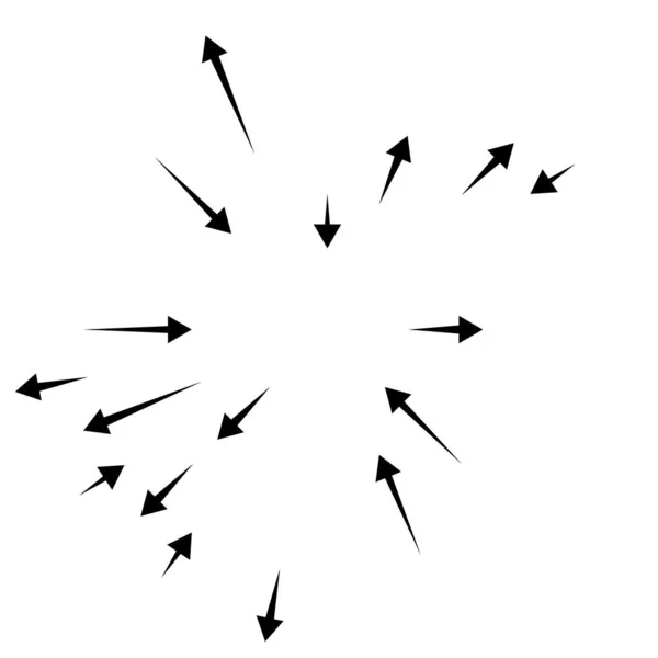 Flèches Radiales Rayonnantes Pointeurs Sens Inverse Pour Mélange Concepts Divergents — Image vectorielle