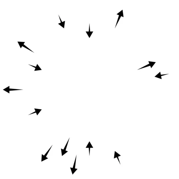 Flechas Radiales Radiantes Punteros Dirección Opuesta Para Mezcla Divergen Conceptos — Vector de stock