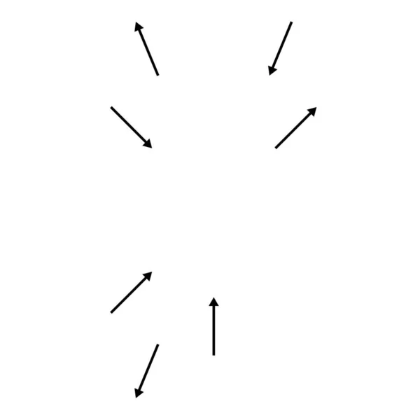 Flèches Radiales Rayonnantes Pointeurs Sens Inverse Pour Mélange Concepts Divergents — Image vectorielle