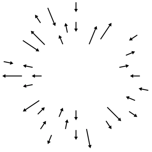 Radialne Promieniujące Strzałki Wskaźniki Przeciwnym Kierunku Dla Mieszanki Rozbieżne Koncepcje — Wektor stockowy