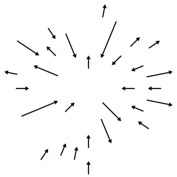 Flechas Radiales Radiantes Punteros Dirección Opuesta Para Mezcla Divergen Conceptos — Archivo Imágenes Vectoriales