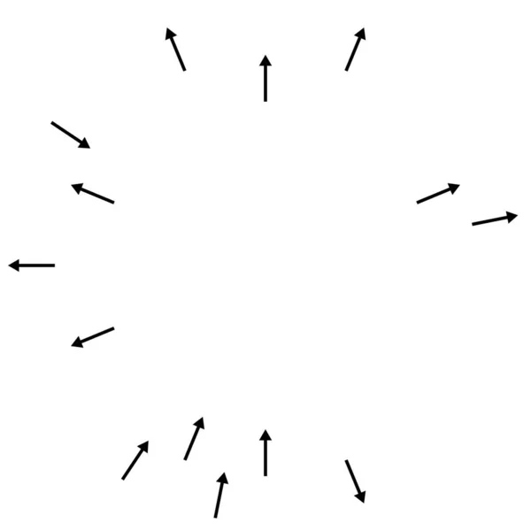 Flechas Radiales Radiantes Punteros Dirección Opuesta Para Mezcla Divergen Conceptos — Vector de stock