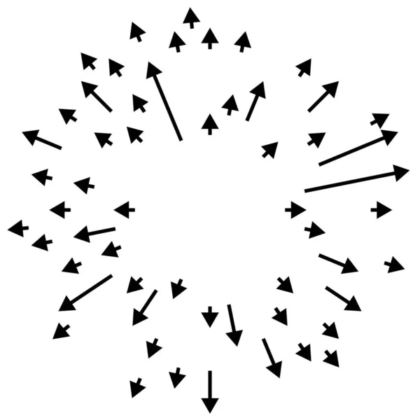 Pijlen Wijzen Naar Buiten Radiale Stralende Pijlen — Stockvector