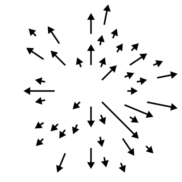 Strzałki Skierowane Zewnątrz Radialne Promieniujące Strzałki — Wektor stockowy