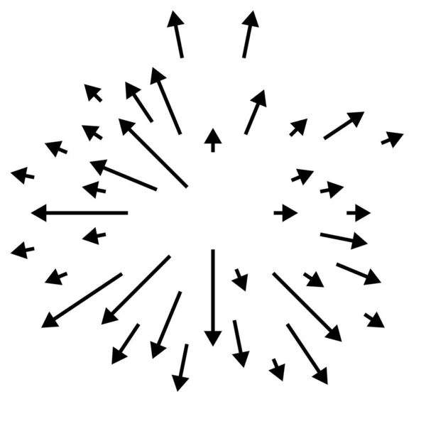 Strzałki Skierowane Zewnątrz Radialne Promieniujące Strzałki — Wektor stockowy