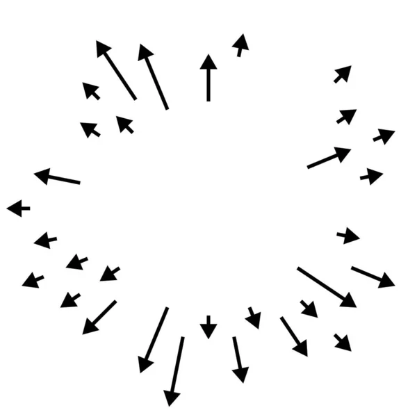 Pijlen Wijzen Naar Buiten Radiale Stralende Pijlen — Stockvector