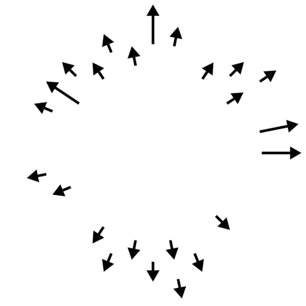 Strzałki Skierowane Zewnątrz Radialne Promieniujące Strzałki — Wektor stockowy