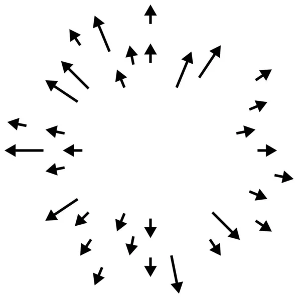 Strzałki Skierowane Zewnątrz Radialne Promieniujące Strzałki — Wektor stockowy