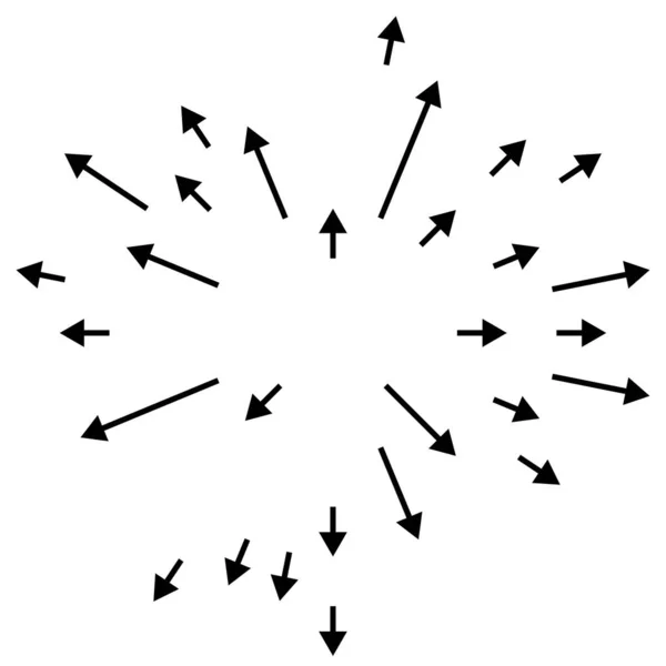 Flèches Pointant Vers Extérieur Flèches Radiales Rayonnantes — Image vectorielle