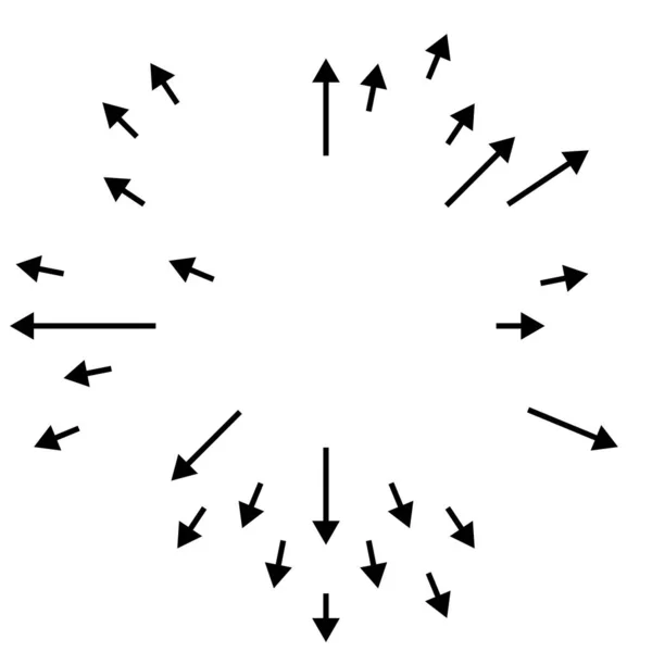 Strzałki Skierowane Zewnątrz Radialne Promieniujące Strzałki — Wektor stockowy