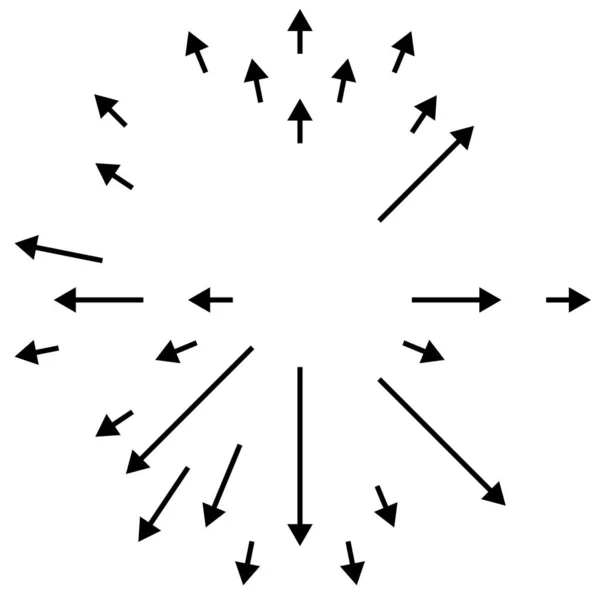 Flechas Apuntando Hacia Afuera Flechas Radiales Radiales — Vector de stock