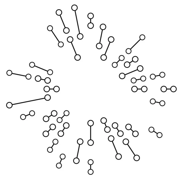 Radiaal Stralende Lijnen Met Knooppunten Knooppunten — Stockvector