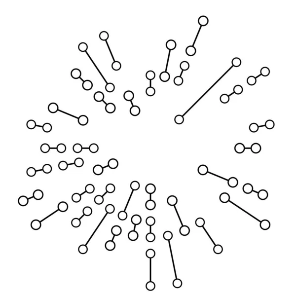 Líneas Radiales Radiantes Con Nodos Puntos Nodales — Archivo Imágenes Vectoriales