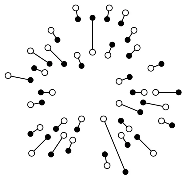 Radiaal Stralende Lijnen Met Knooppunten Knooppunten — Stockvector
