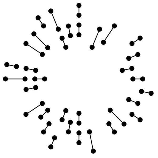Radiaal Stralende Lijnen Met Knooppunten Knooppunten — Stockvector