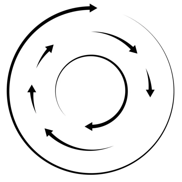 Bunte Kreisförmige Konzentrisch Segmentierte Kreise Mit Pfeilen Radiale Abstrahlende Pfeillinien — Stockvektor
