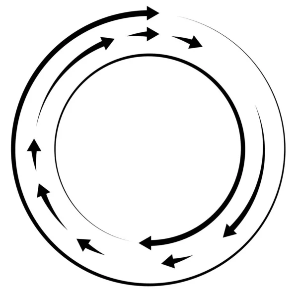 Kleurrijke Ronde Concentrische Gesegmenteerde Cirkels Met Pijlen Stralende Uitstralende Pijllijnen — Stockvector