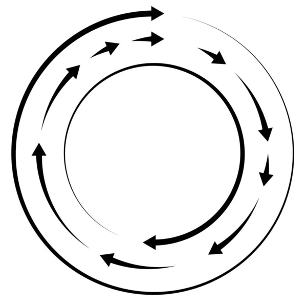 カラフルな円形 矢印と同心円状のセグメント化された円 放射線 放射線矢印線 渦の形の株式ベクトルのイラスト クリップアートグラフィック — ストックベクタ