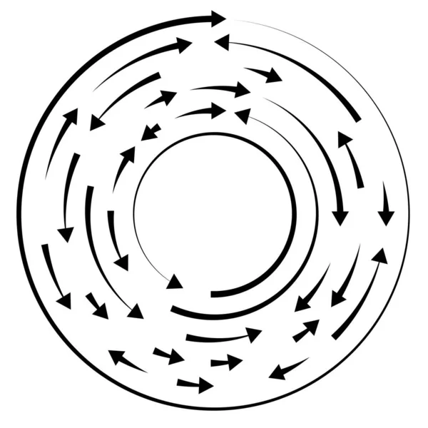 Circolari Frecce Circolari Senso Inverso Opposte — Vettoriale Stock