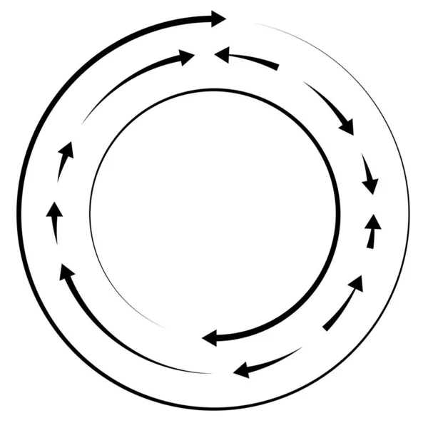 Circolari Frecce Circolari Senso Inverso Opposte — Vettoriale Stock