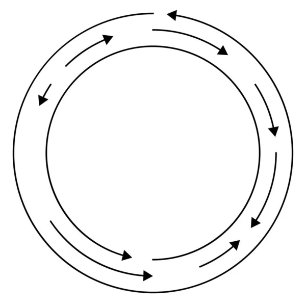 Kreisförmige Kreisförmige Pfeile Umgekehrter Richtung — Stockvektor