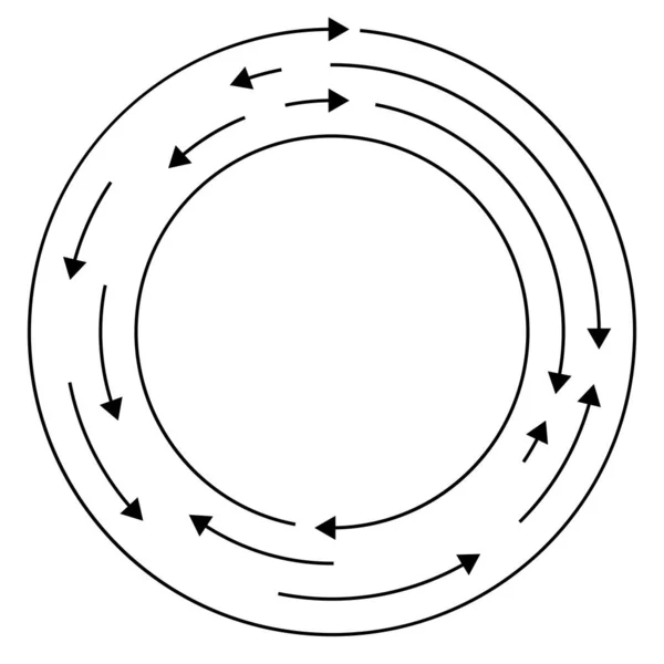 Circular Flechas Círculo Reversa Dirección Opuesta — Vector de stock