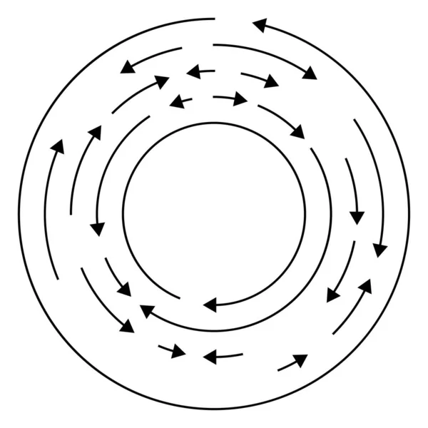 Melingkar Lingkaran Panah Dalam Arah Terbalik Berlawanan - Stok Vektor