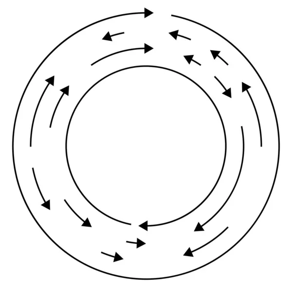 Circular Flechas Círculo Reversa Dirección Opuesta — Vector de stock