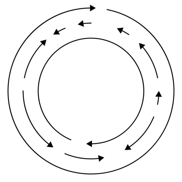 Circular Flechas Círculo Reversa Dirección Opuesta — Archivo Imágenes Vectoriales