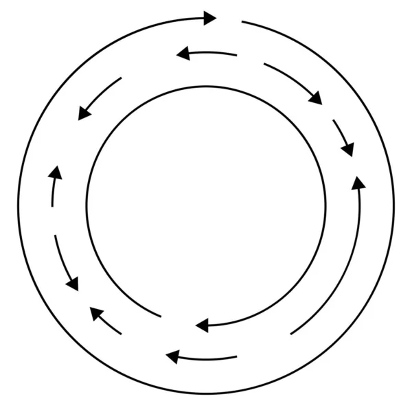 Circular Flechas Círculo Reversa Dirección Opuesta — Archivo Imágenes Vectoriales